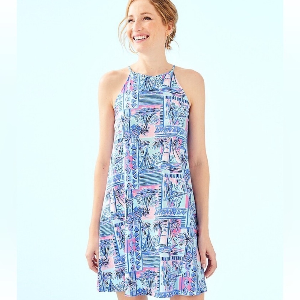 Lilly Pulitzer Margo Women's Blue and Pink Dress size large